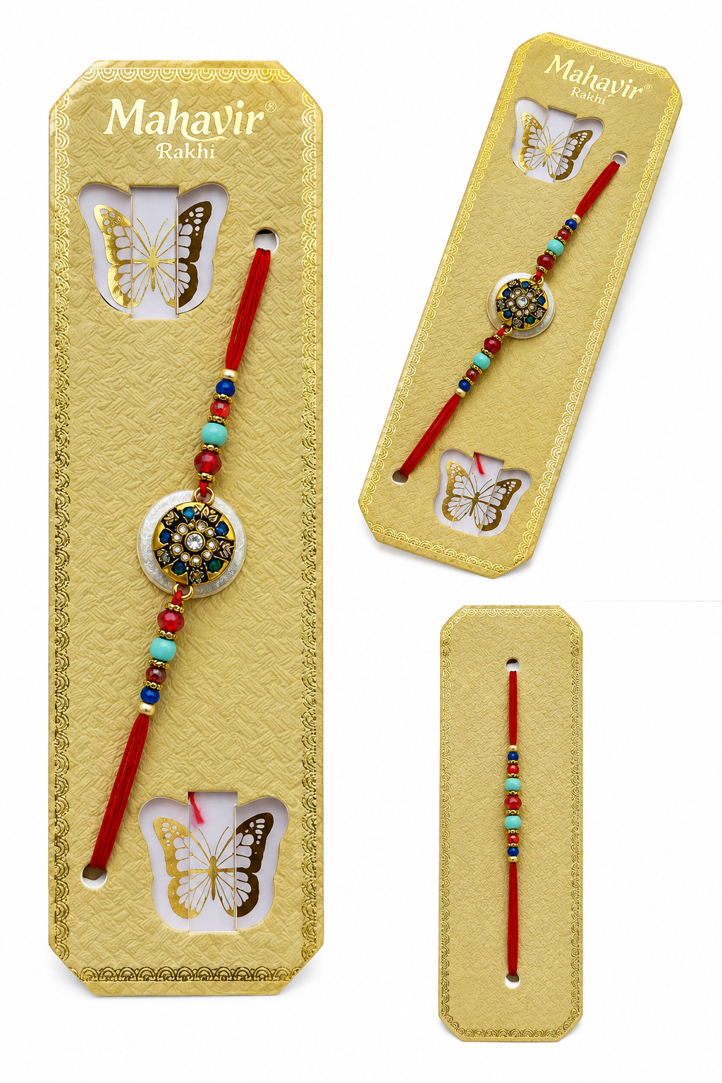 Premium Floral Designer Rakhi with Crystal Stone & Multicolor Beads