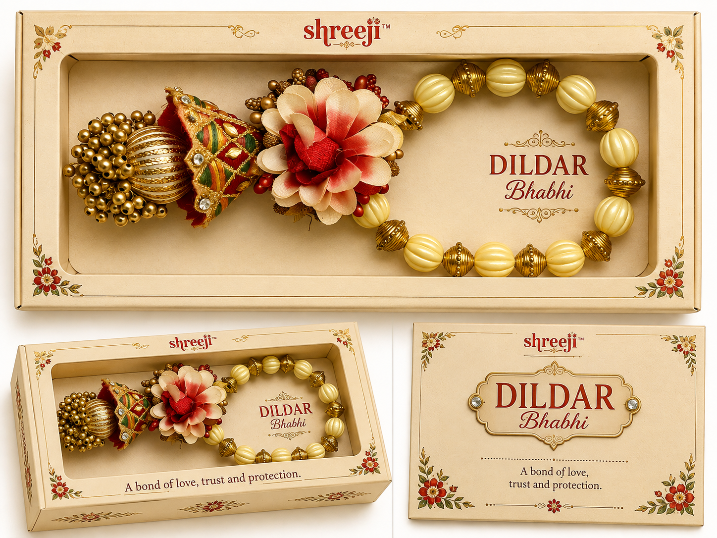 Premium Floral Latkan Lumba Rakhi Bracelet for Bhabhi