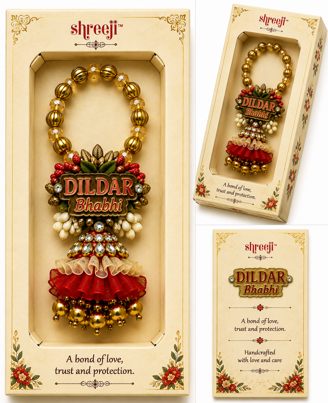 Premium Floral Latkan Lumba Rakhi Bracelet for Bhabhi