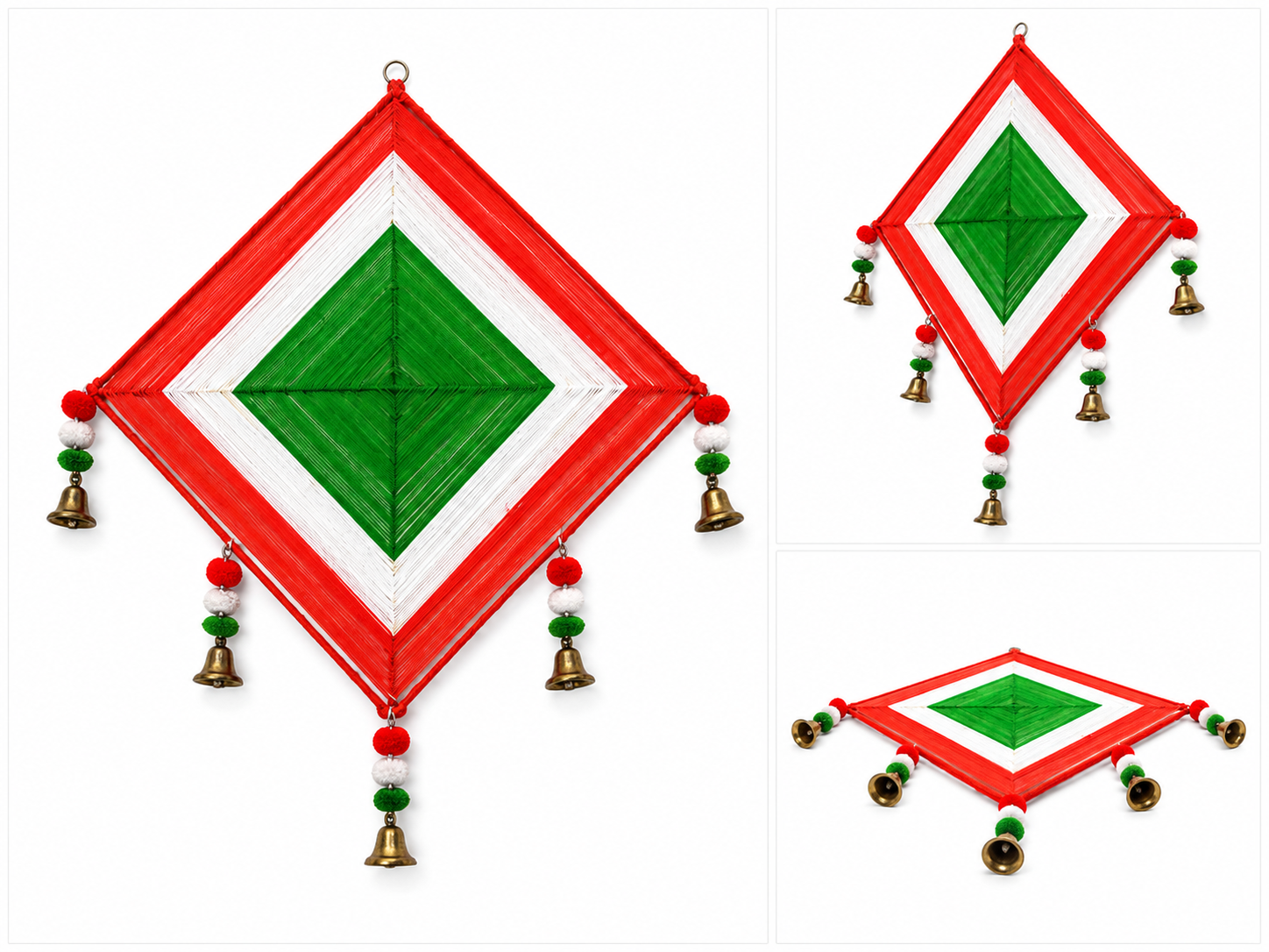 Handcrafted Tricolour Wall Hanging with Bells