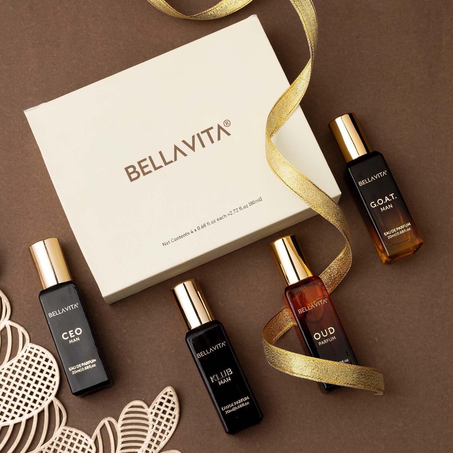 Bella Vita Luxury | Long Lasting Men Perfume Gift Set | 4x20ml | Perfume for Man | Gift for Man | Woody, Citrusy, Oud Premium Fragrance | KLUB, OUD, CEO, G.O.A.T