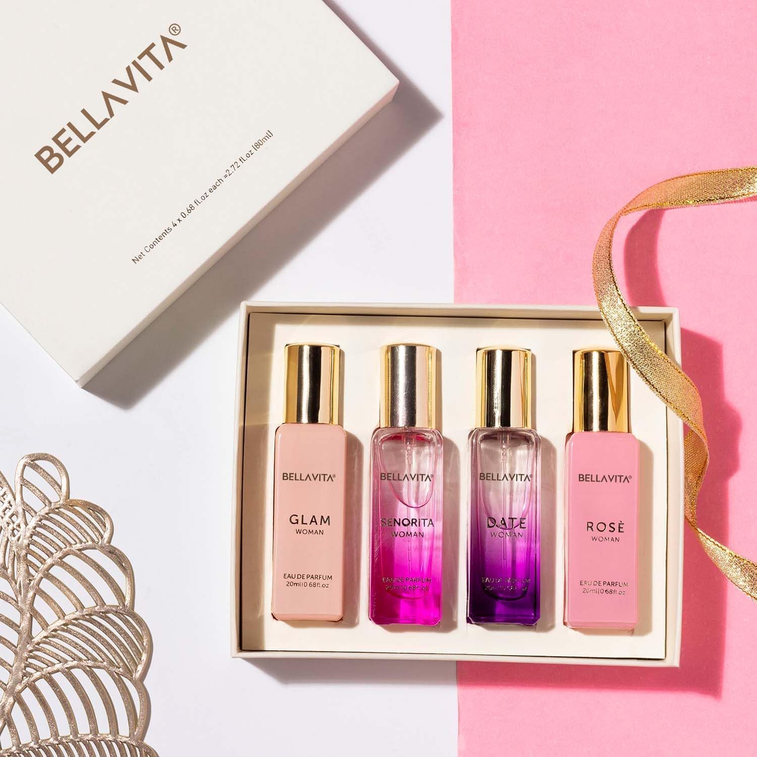 Bella Vita Luxury | Perfume Gift Set for Women 4x20ml | Gifts for Woman | Perfume for Woman | Date, Senorita, Glam, Rose Long Lasting EDP | Floral & Fruity Premium Fragrance