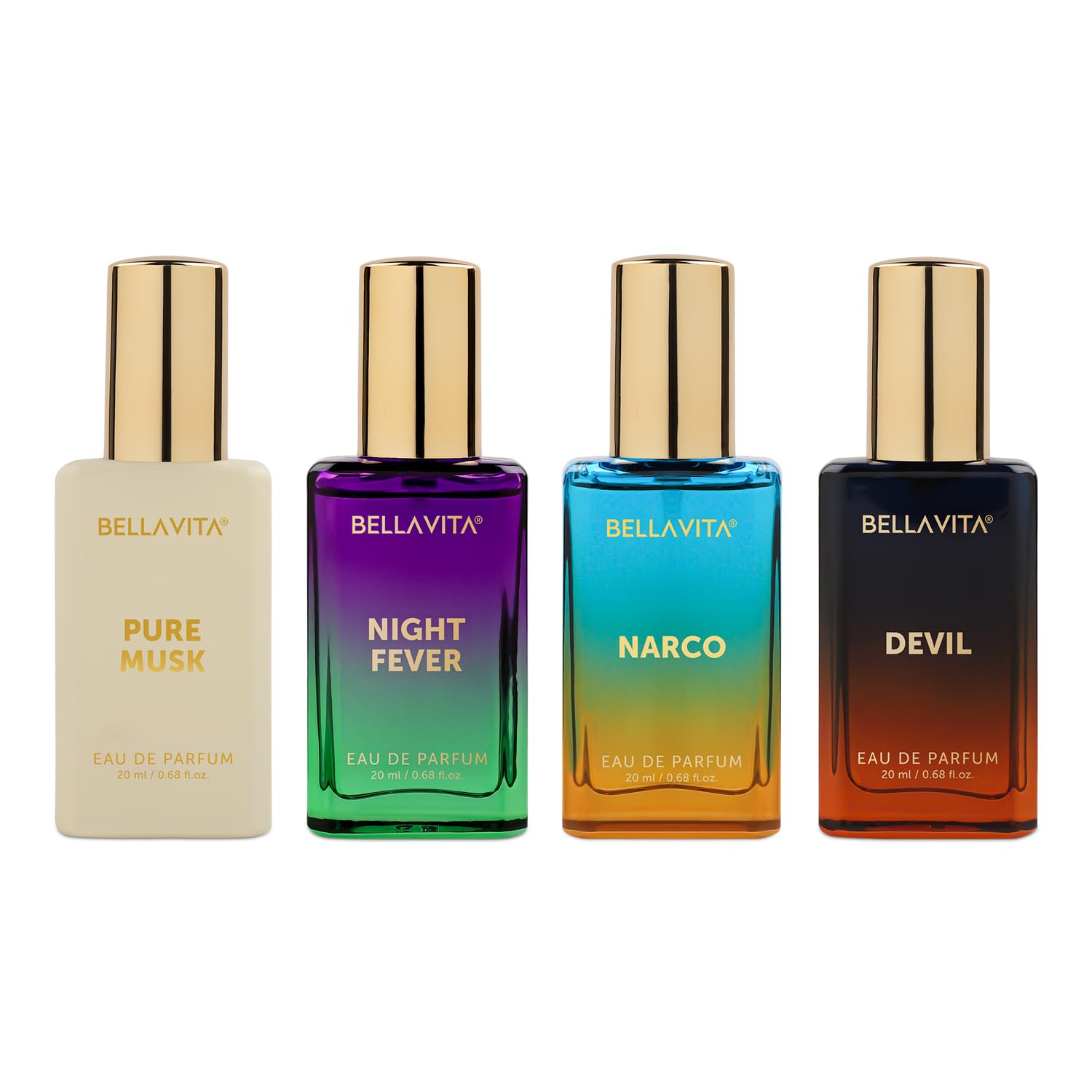 BELLAVITA Unisex Scents | Long Lasting Perfume Gift Set | Perfume for Man | Gifts for Woman | EDP 4x20ML 