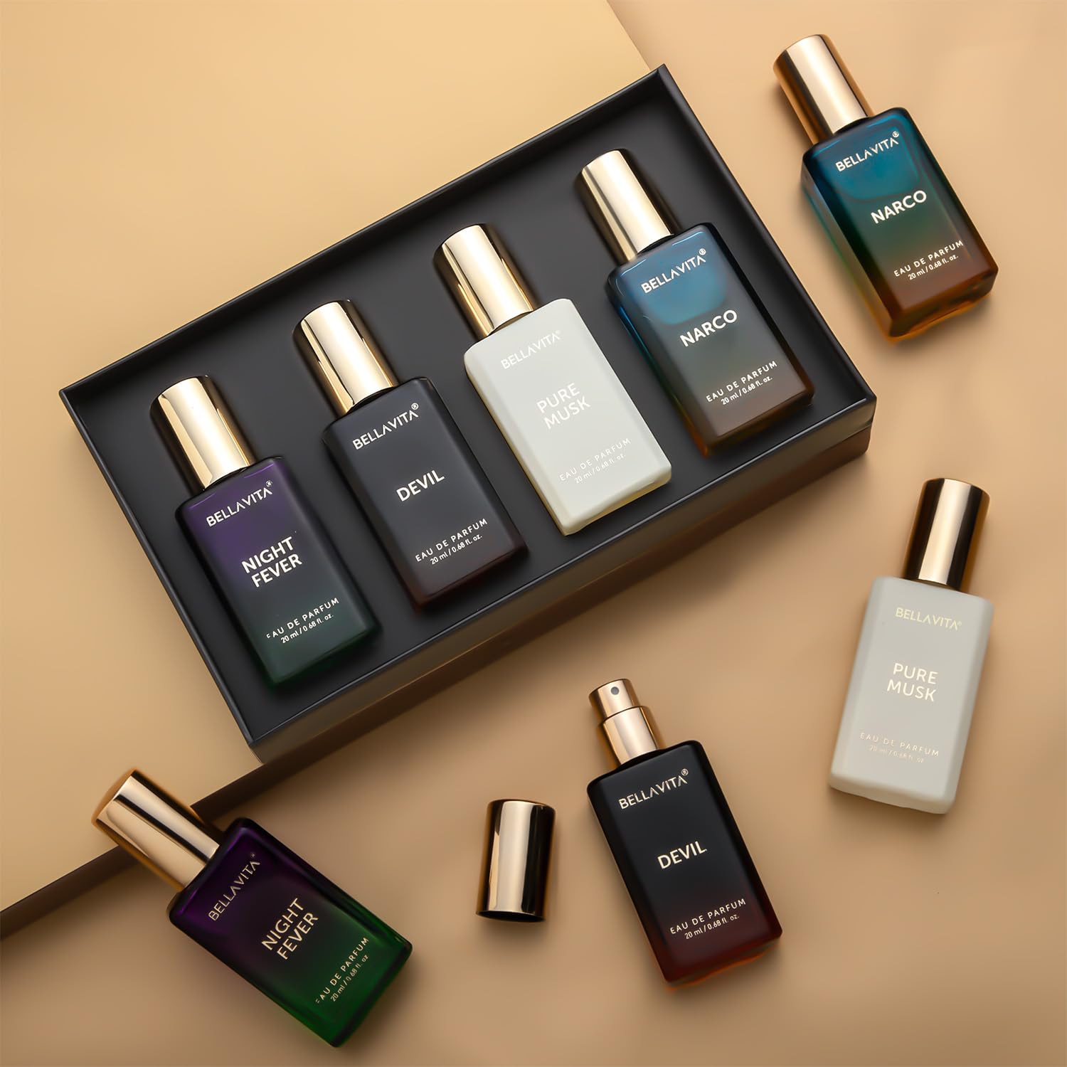BELLAVITA Unisex Scents | Long Lasting Perfume Gift Set | Perfume for Man | Gifts for Woman | EDP 4x20ML 