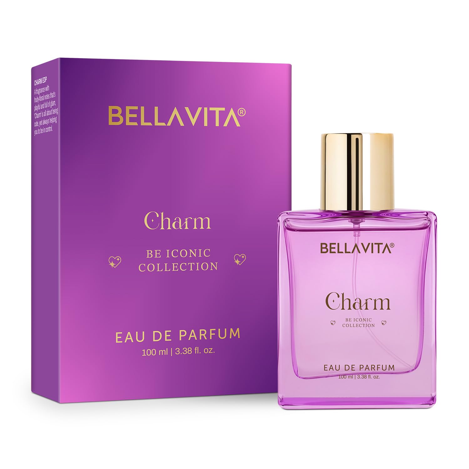 BELLAVITA Charm EDP | Perfume for Woman | Long Lasting | 100ml | Fruity & Floral Scent | Premium Perfume for Women