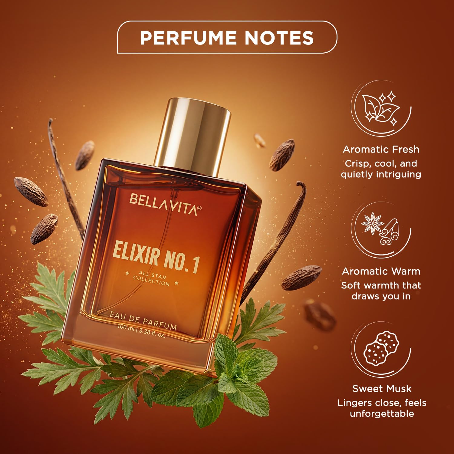 BELLAVITA Elixir EDP | Perfume for Man | Long Lasting | 100ml | Lavender & Musk | Premium Perfume for Men