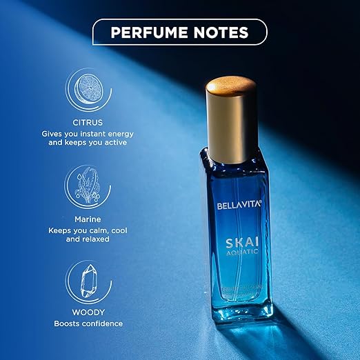 Bella Vita Luxury Skai Aquatic | Long Lasting Unisex EDC 20ml | with Bergamot, Lavender & Patchouli | Woody Premium Fragrance Perfume for Men & Women