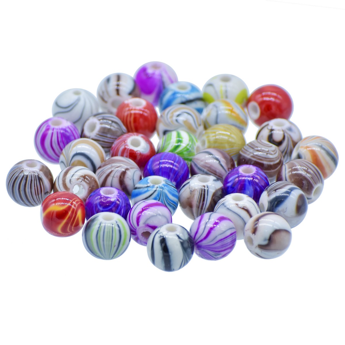 Jags Craft Beads Printed MultiColour 10MM 20Gsm JBPM10MM