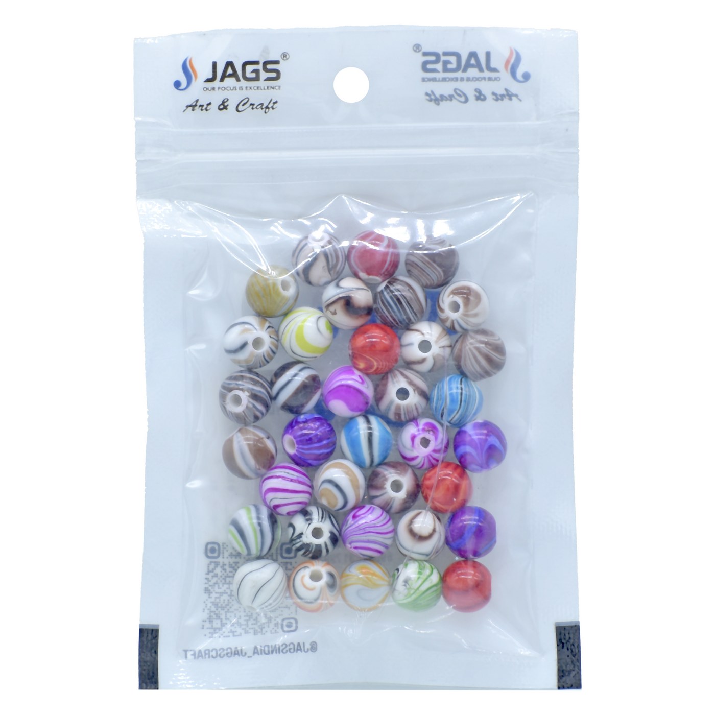 Jags Craft Beads Printed MultiColour 10MM 20Gsm JBPM10MM