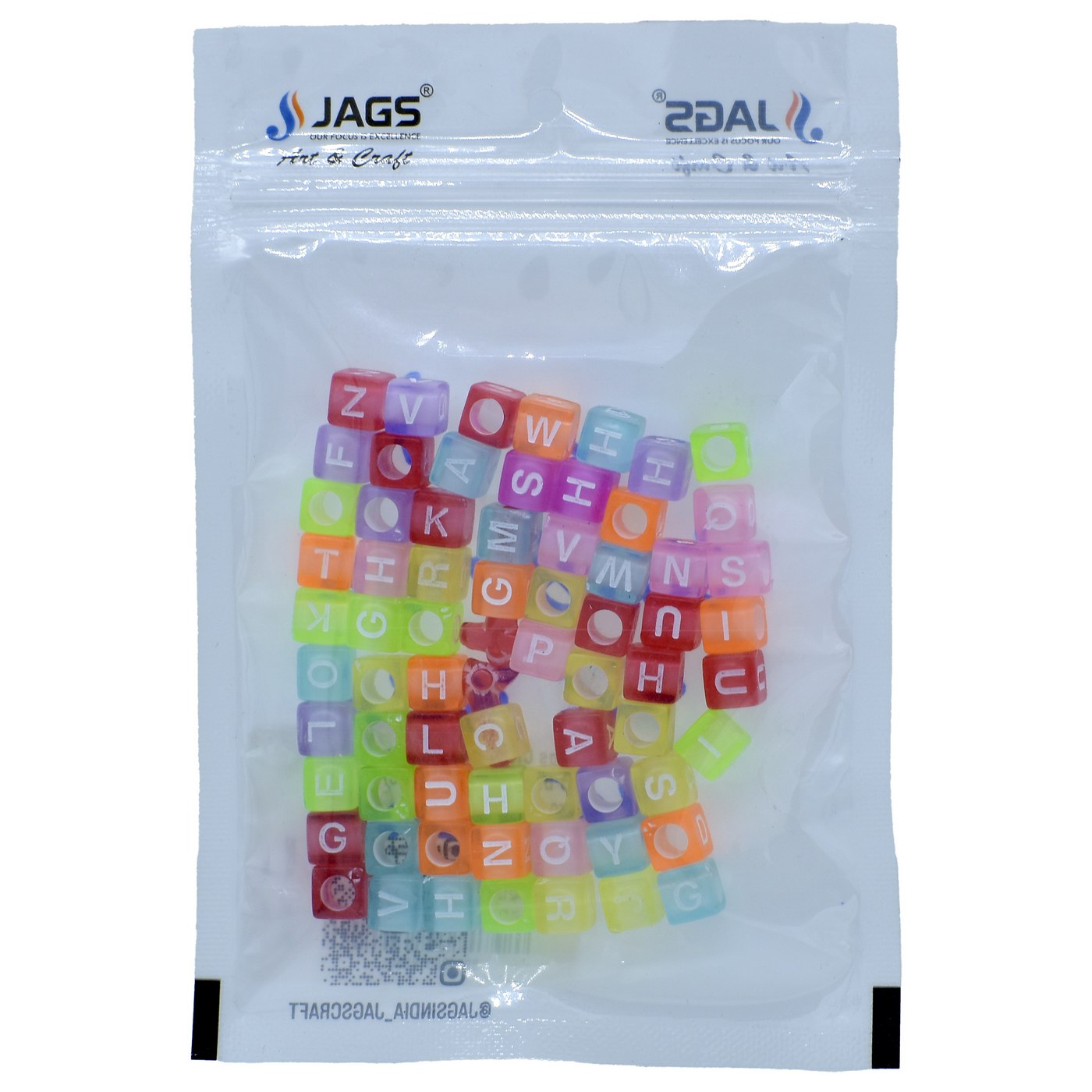 Jags Craft Beads Alphabet Square Big 25gm 8X8MM JCB211