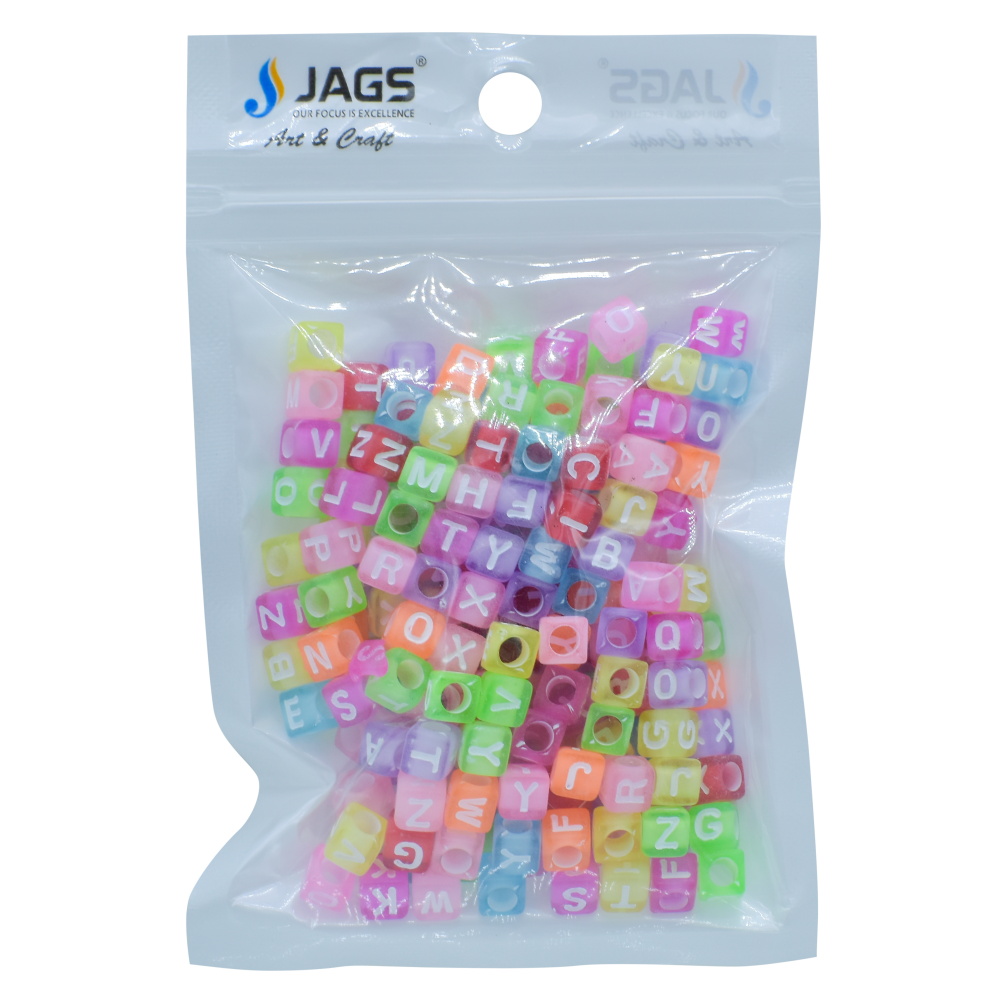 Jags Craft Beads Alphabet Square Small 25gm 6X6MM JCB204
