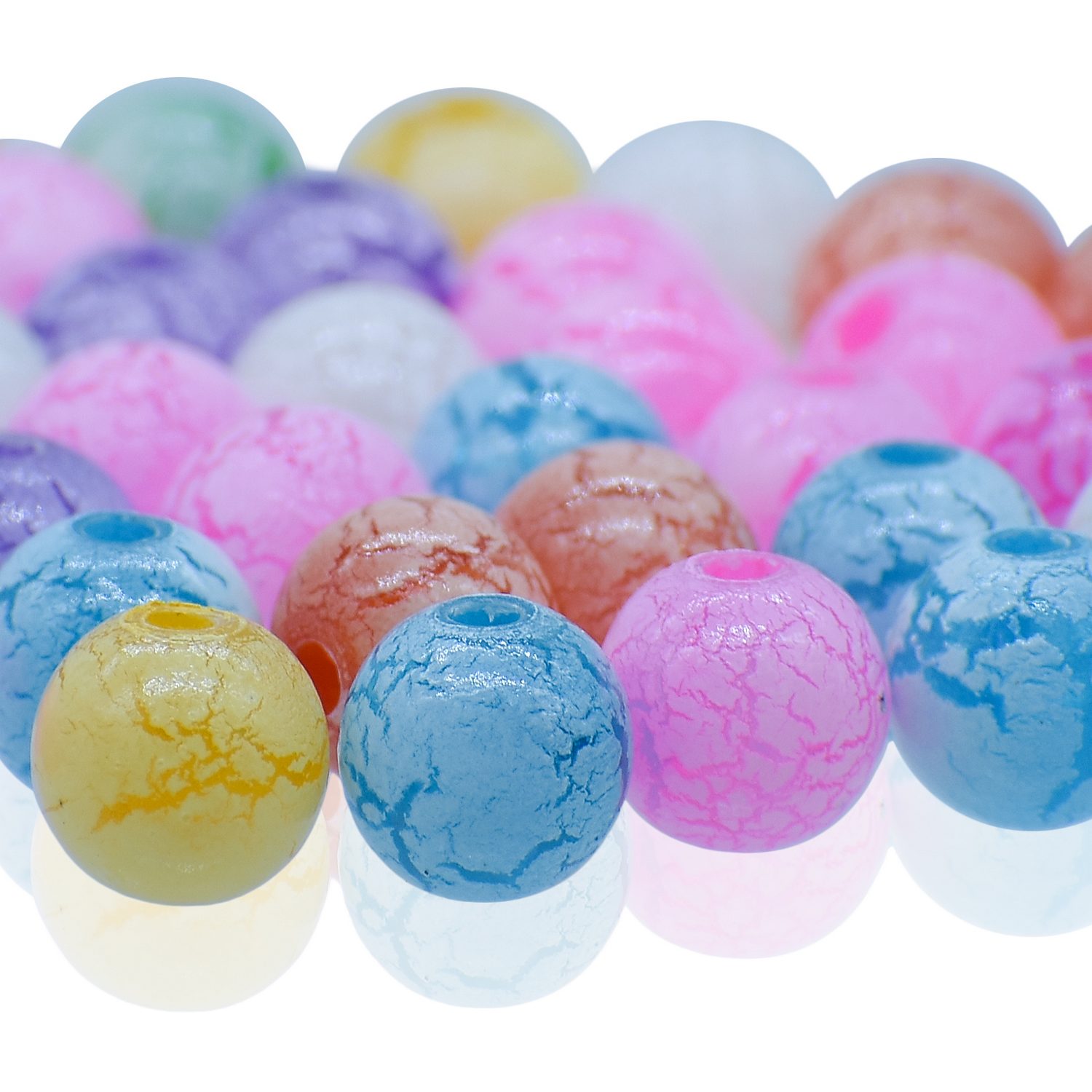 Jags Beads Crackle Multicolor 20GMS 10MM JBCP10MM