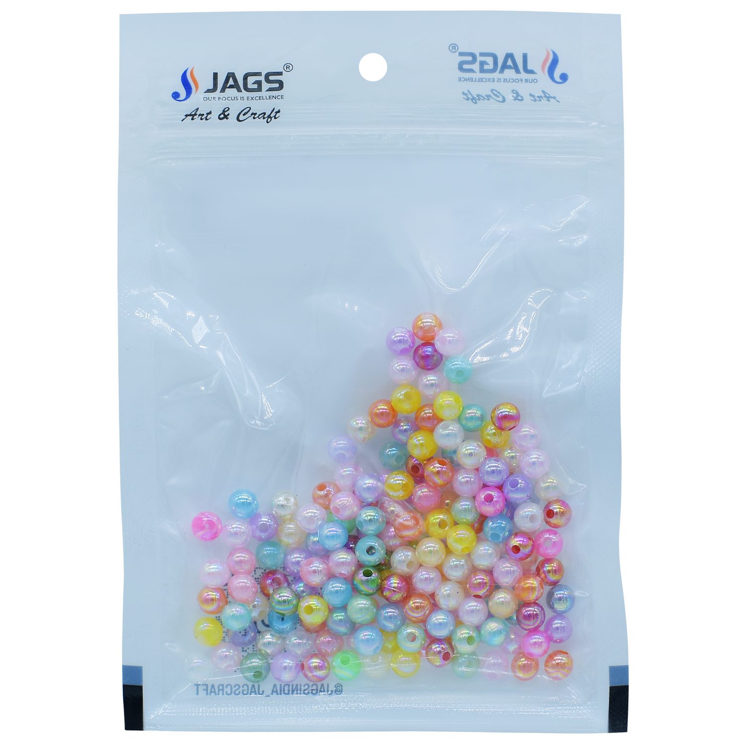 Jags Beads Plain Colourfull Multicolor 20Gsm 6MM JBPC6MM
