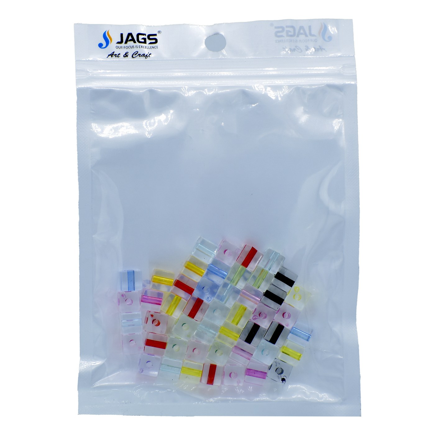Jags Beads Cube Transparent 2 Ton 25Gms JCCP14