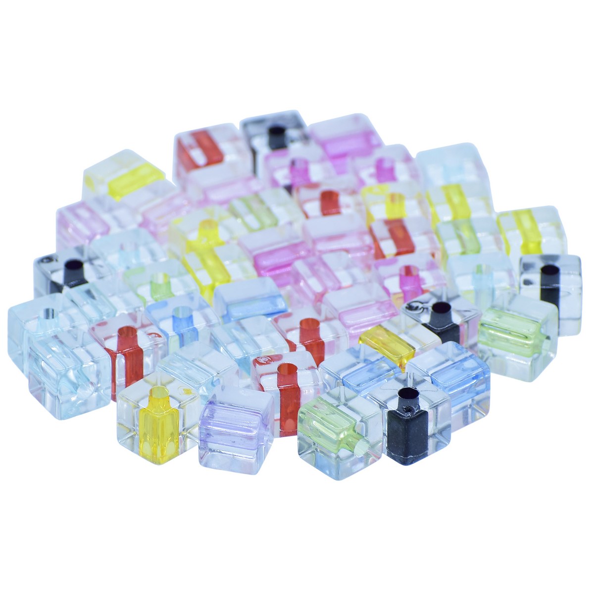 Jags Beads Cube Transparent 2 Ton 25Gms JCCP14