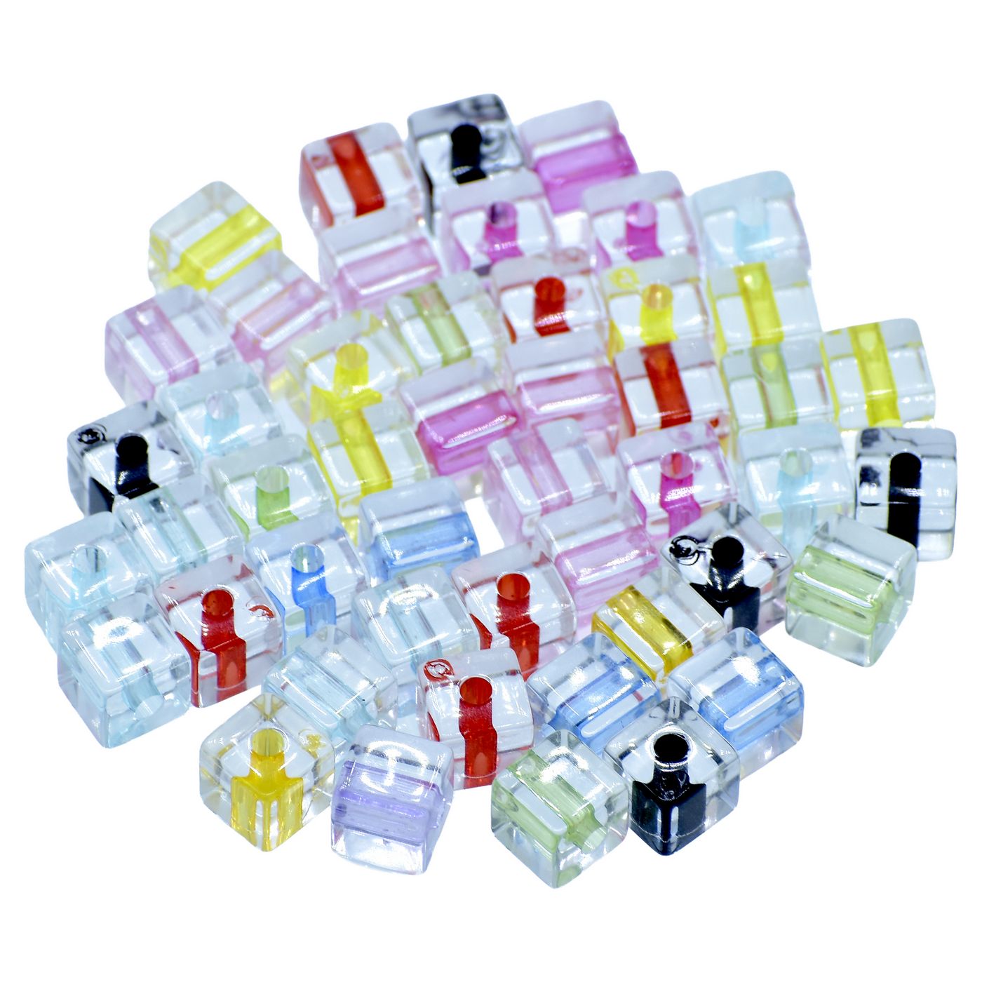 Jags Beads Cube Transparent 2 Ton 25Gms JCCP14