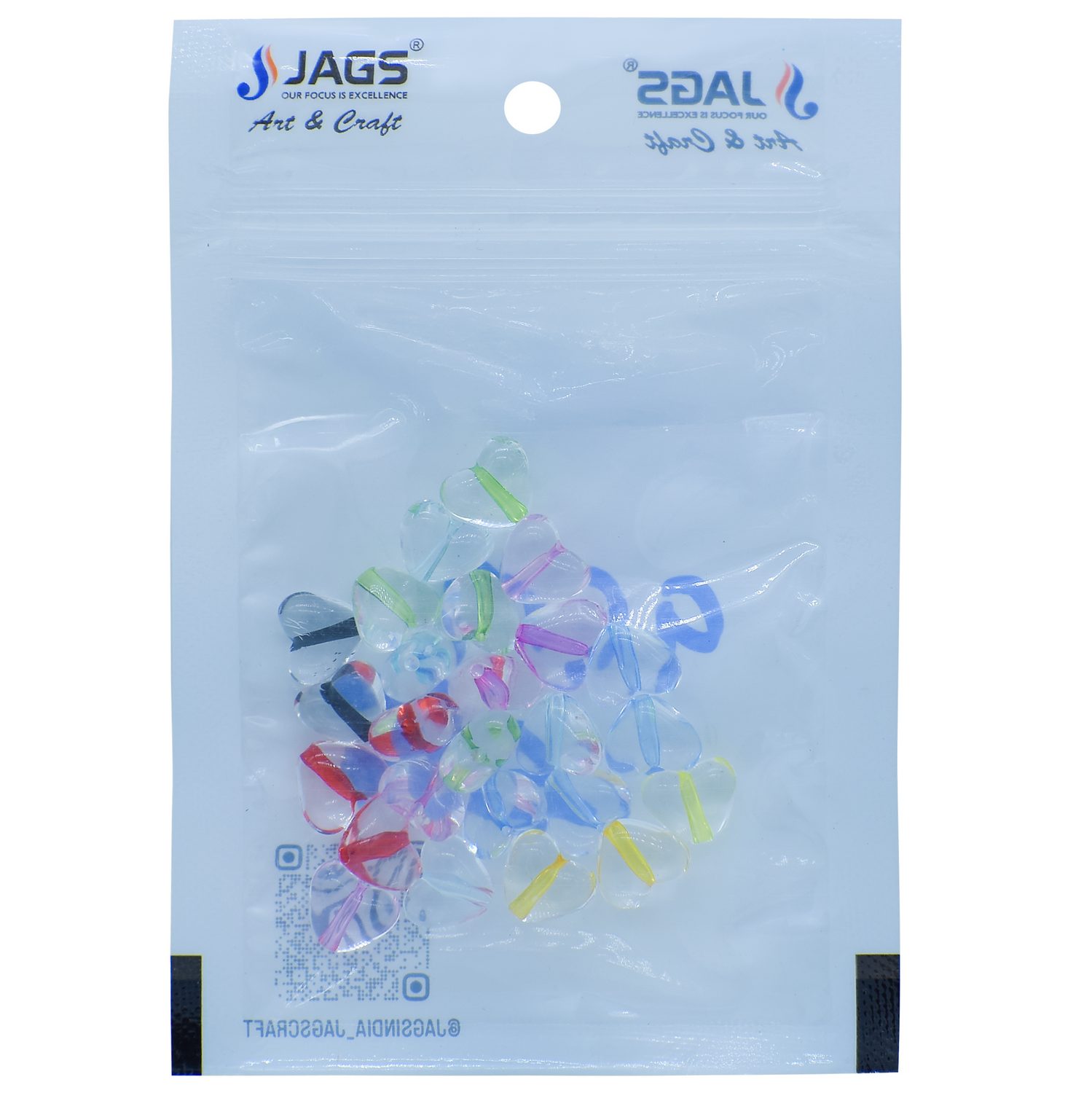 Jags Beads Heart Shape Multicolour 20Gram JCPP25