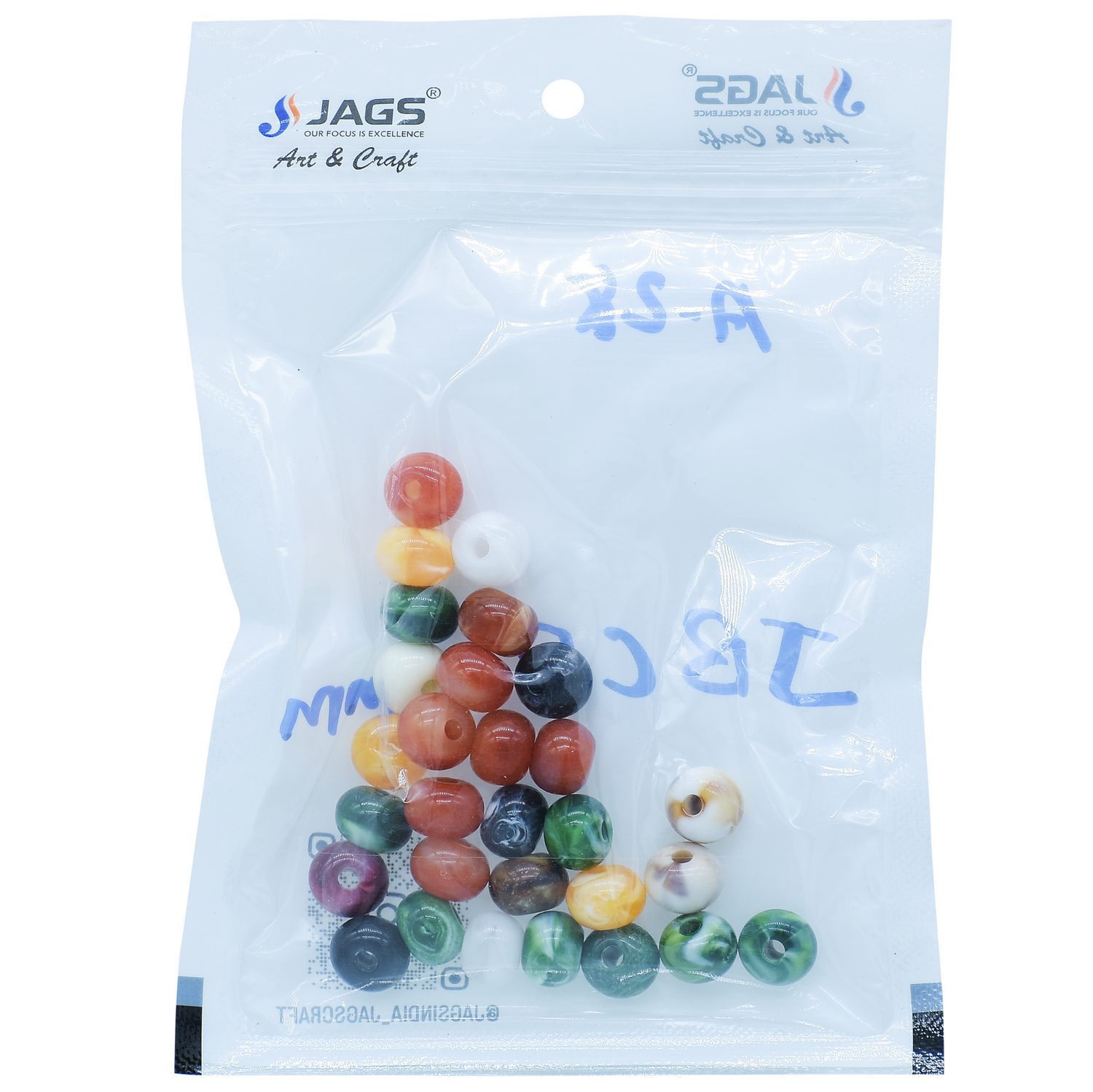 Jags Beads Plain Colourfull Multicolor 20Gsm 10MM JBCF10MM