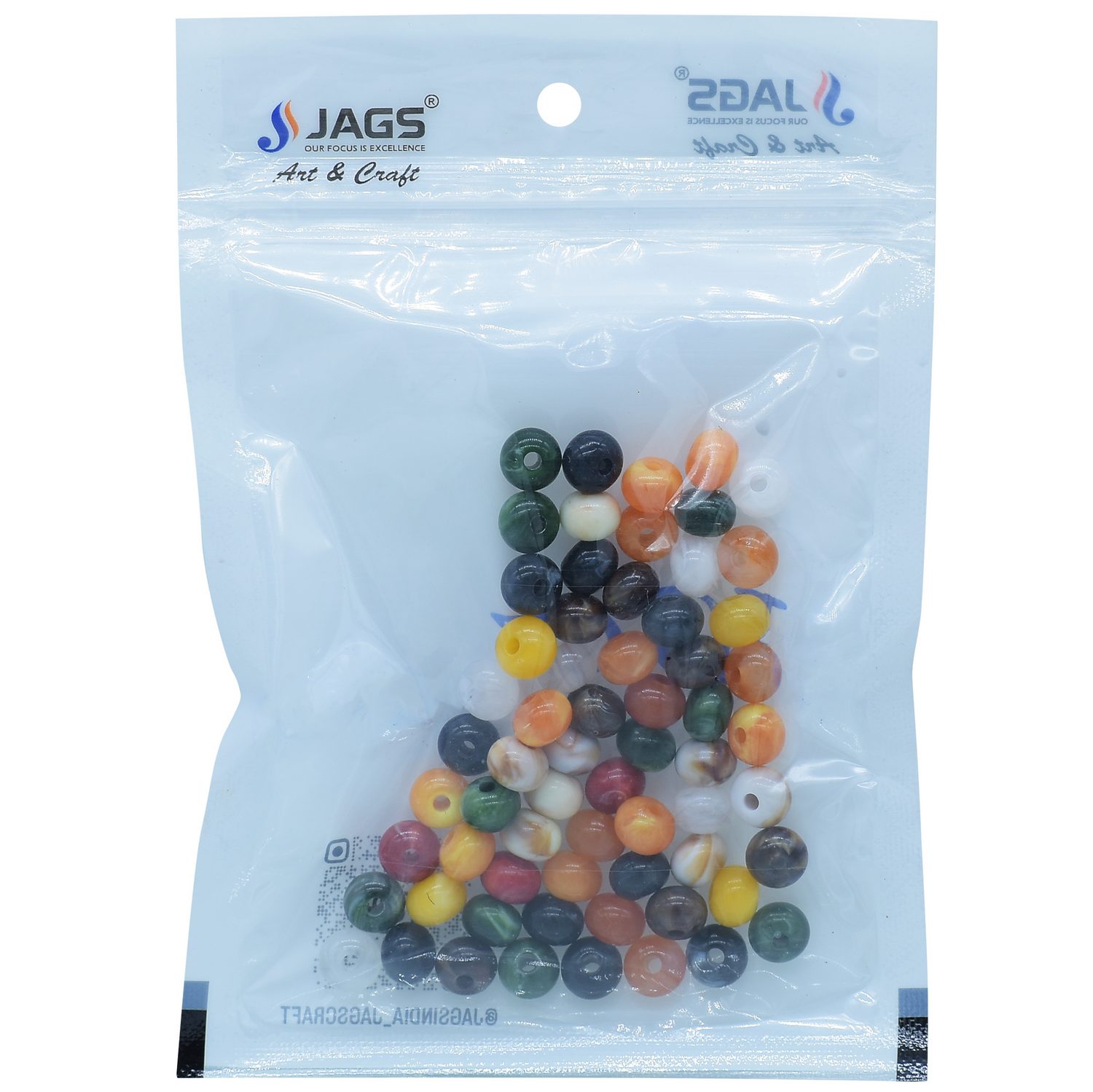Jags Beads Plain Colourfull Multicolor 20Gsm 8MM JBCF8MM