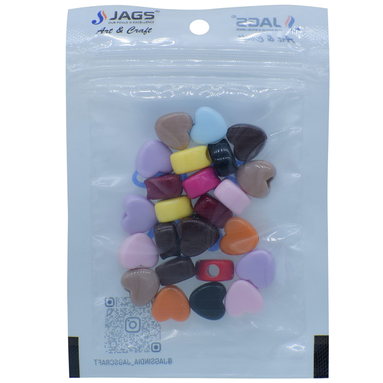 Jags Beads Heart Shape Multicolour 20Gram JCPP18