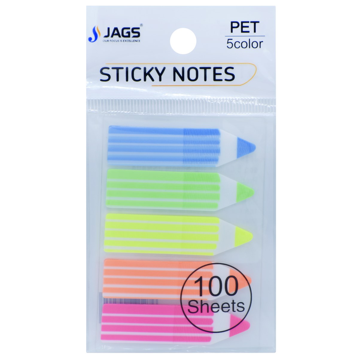 Jags Sticky Note Arow Pencil Neon 5 Colour 100 Sheets JSNA04