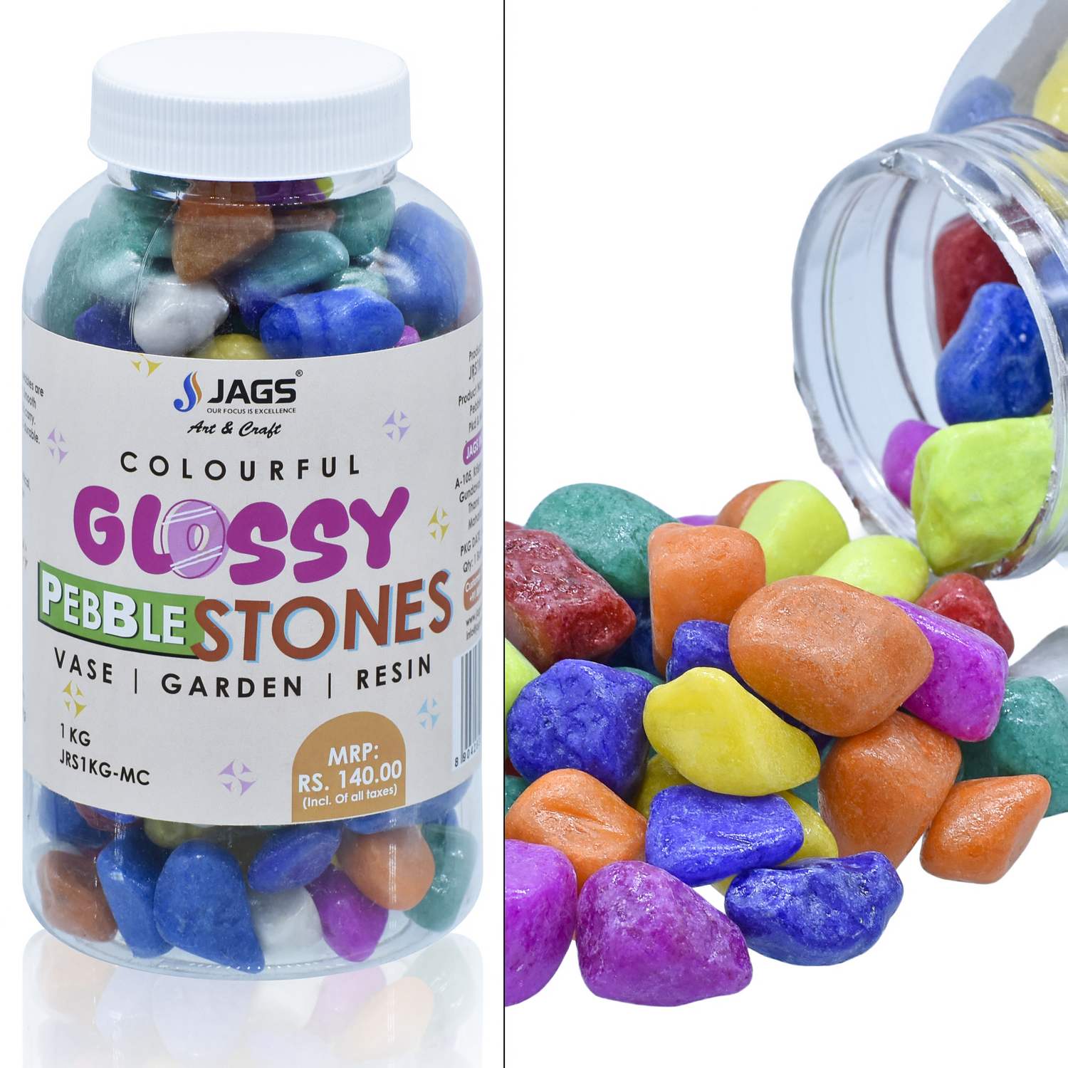 Jags Pebble Stones Medium 1kg Multi Colour JRS1KG-MC