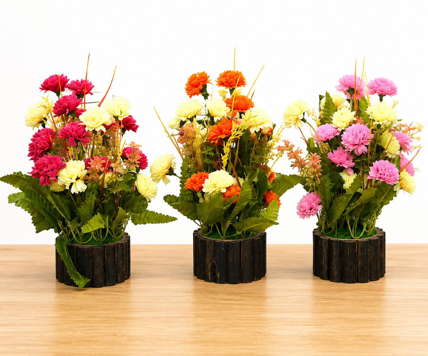 Artificial Multicolor Chrysanthemum Flower Plant with Decorative Pot