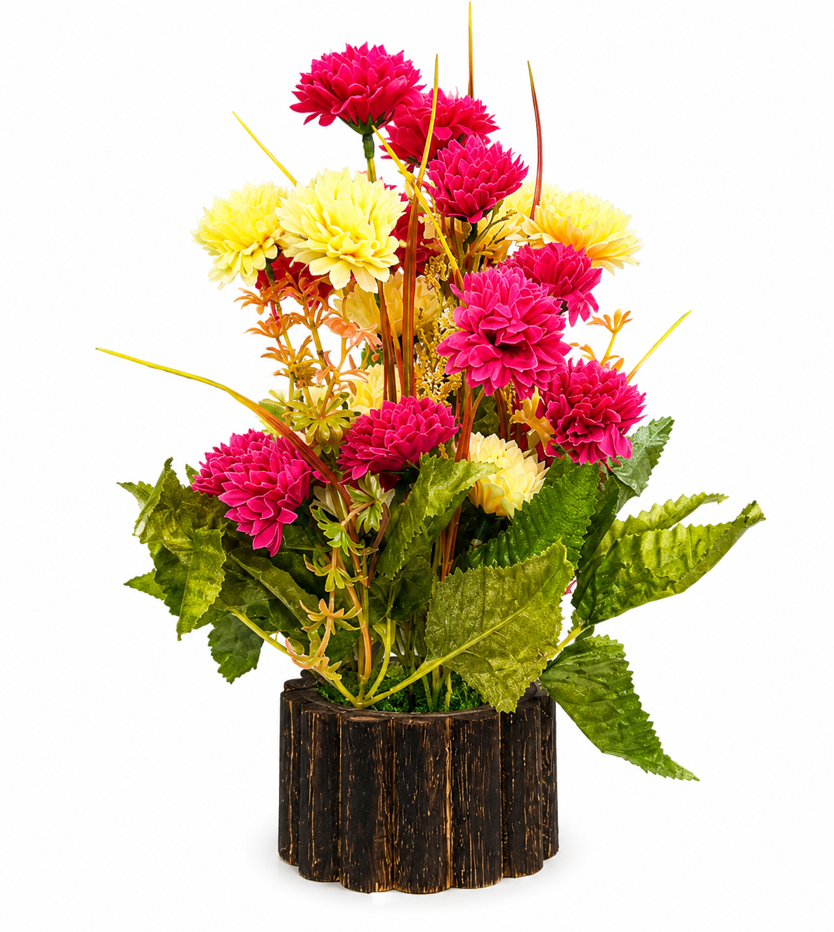Artificial Multicolor Chrysanthemum Flower Plant with Decorative Pot
