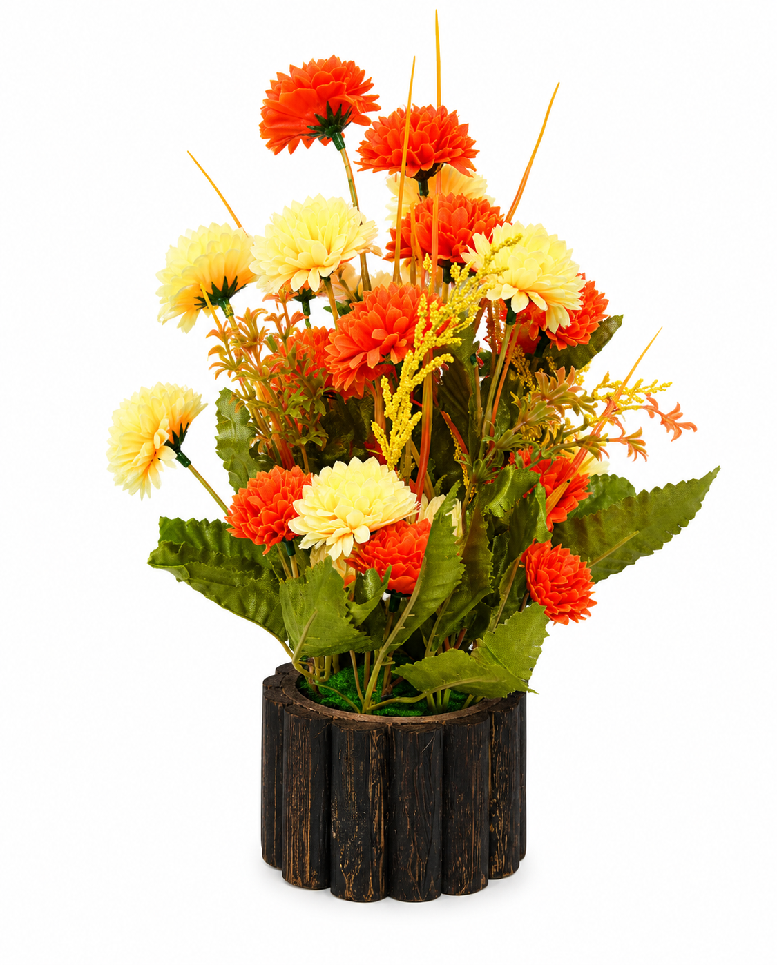 Artificial Multicolor Chrysanthemum Flower Plant with Decorative Pot