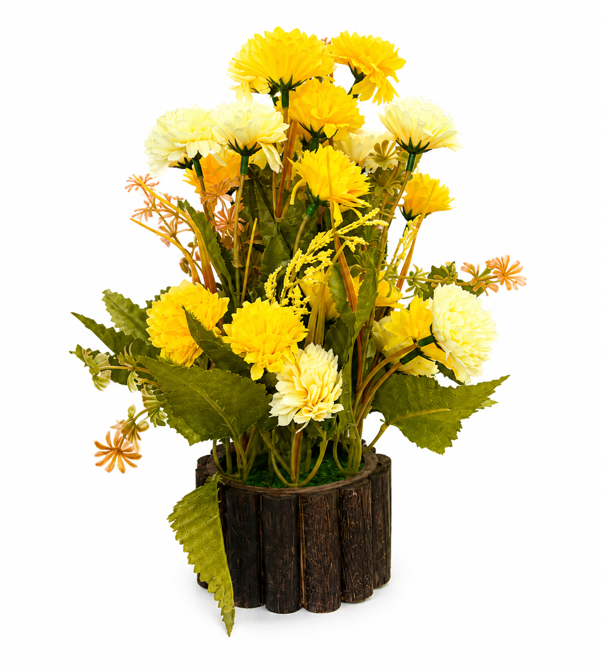 Artificial Yellow & Cream Chrysanthemum Flower Plant with Decorative Pot