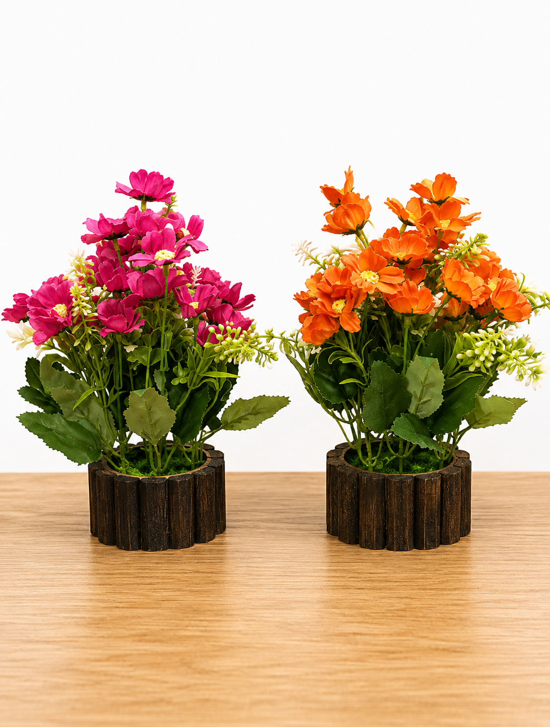 Artificial Pink & Orange Flower Plant with Decorative Pot