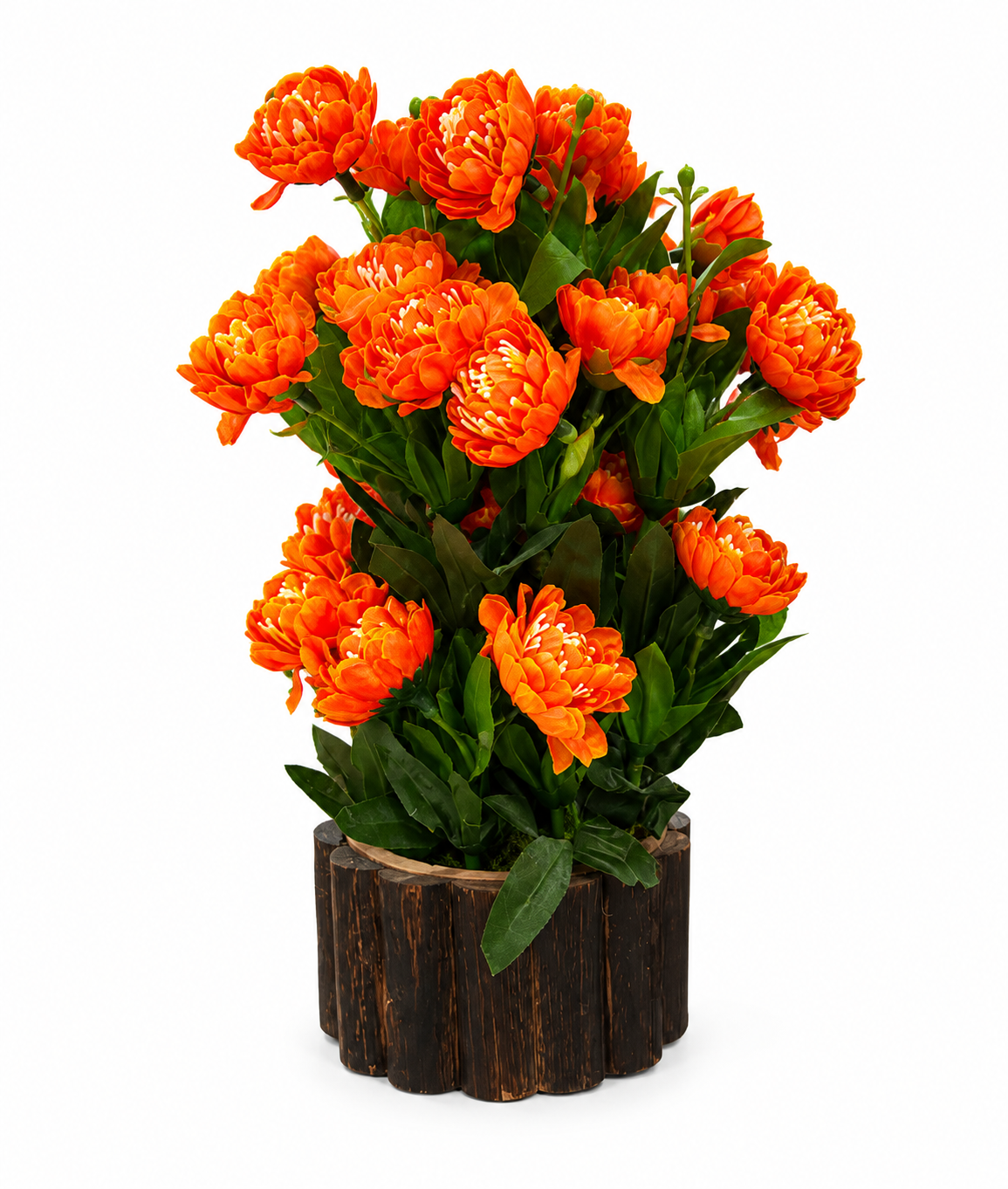Artificial Chrysanthemum Flower Plant – Pink & Orange with Decorative Pot
