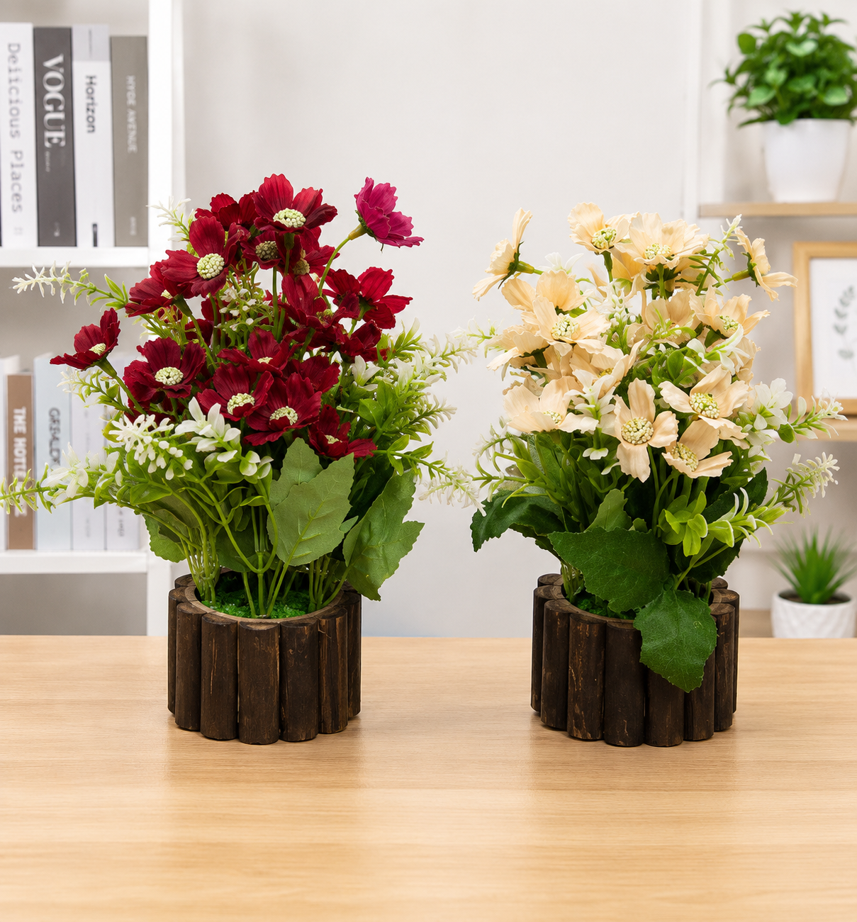 Artificial Cosmos Flower Plant with Decorative Pot
