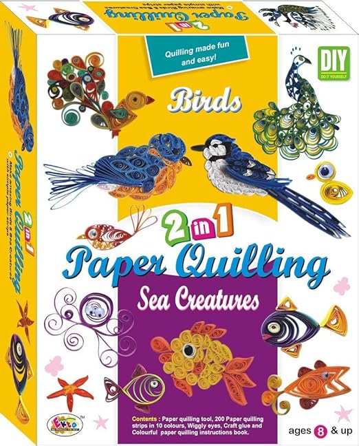 EKTA Paper Quilling Kit-Sea and Creature Edition (200 Strips in 10 Colors)|Multicolor, Kid