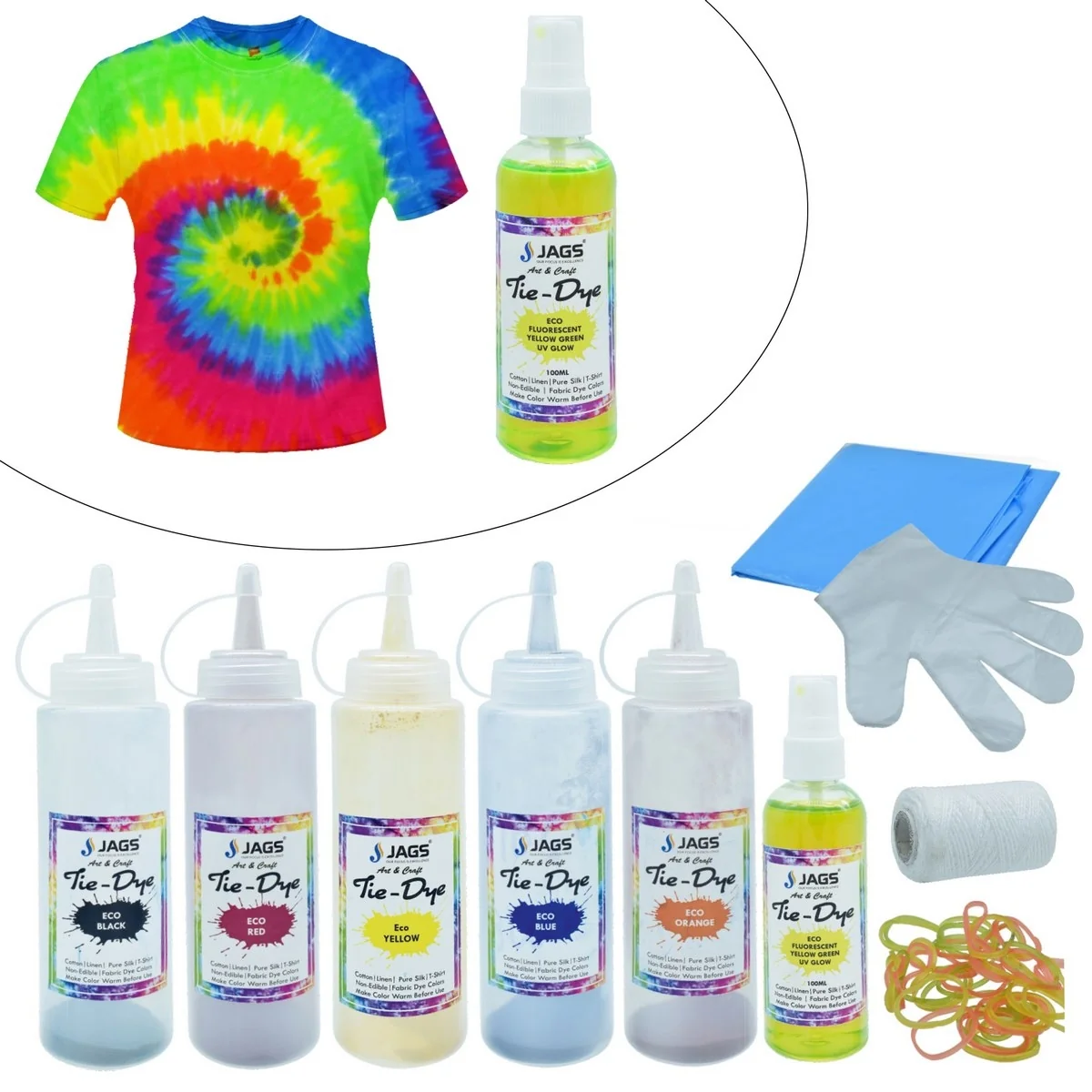 JAGS Art & Craft Tie & Dye Kit (Set of 3 + 1 Colors).