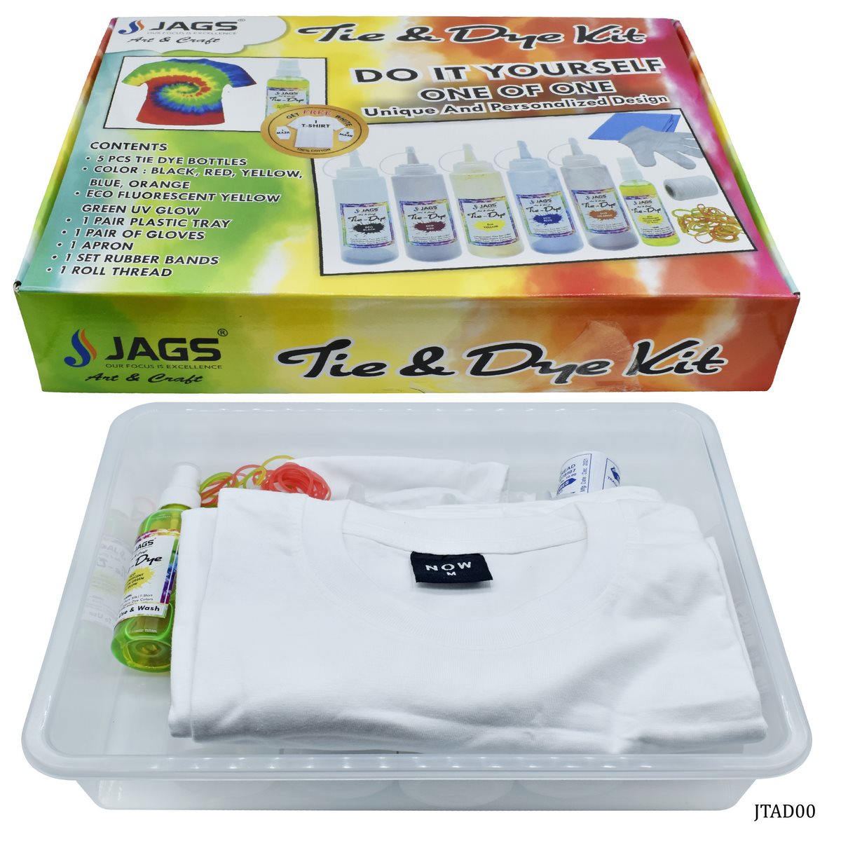 JAGS Art & Craft Tie & Dye Kit (Set of 3 + 1 Colors).