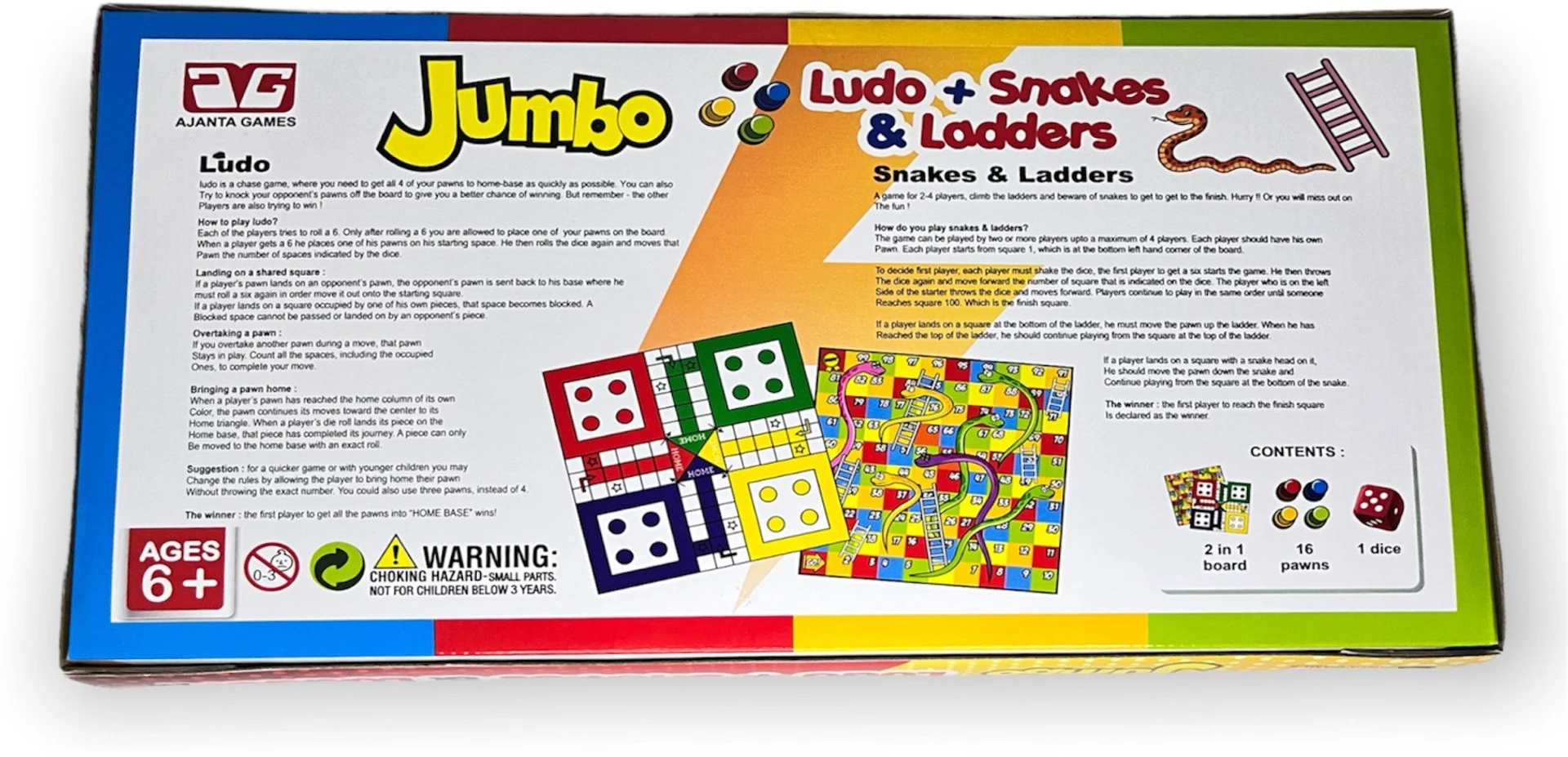 Ajanta Games Jumbo Ludo+snake _ ladder Party & Fun Board Game