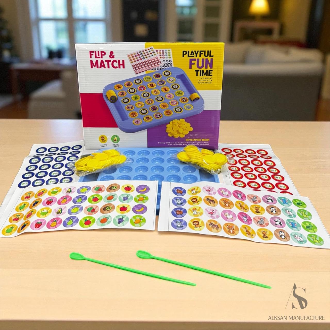 "Flip & Match Playful Fun Time" memory matching board game, 