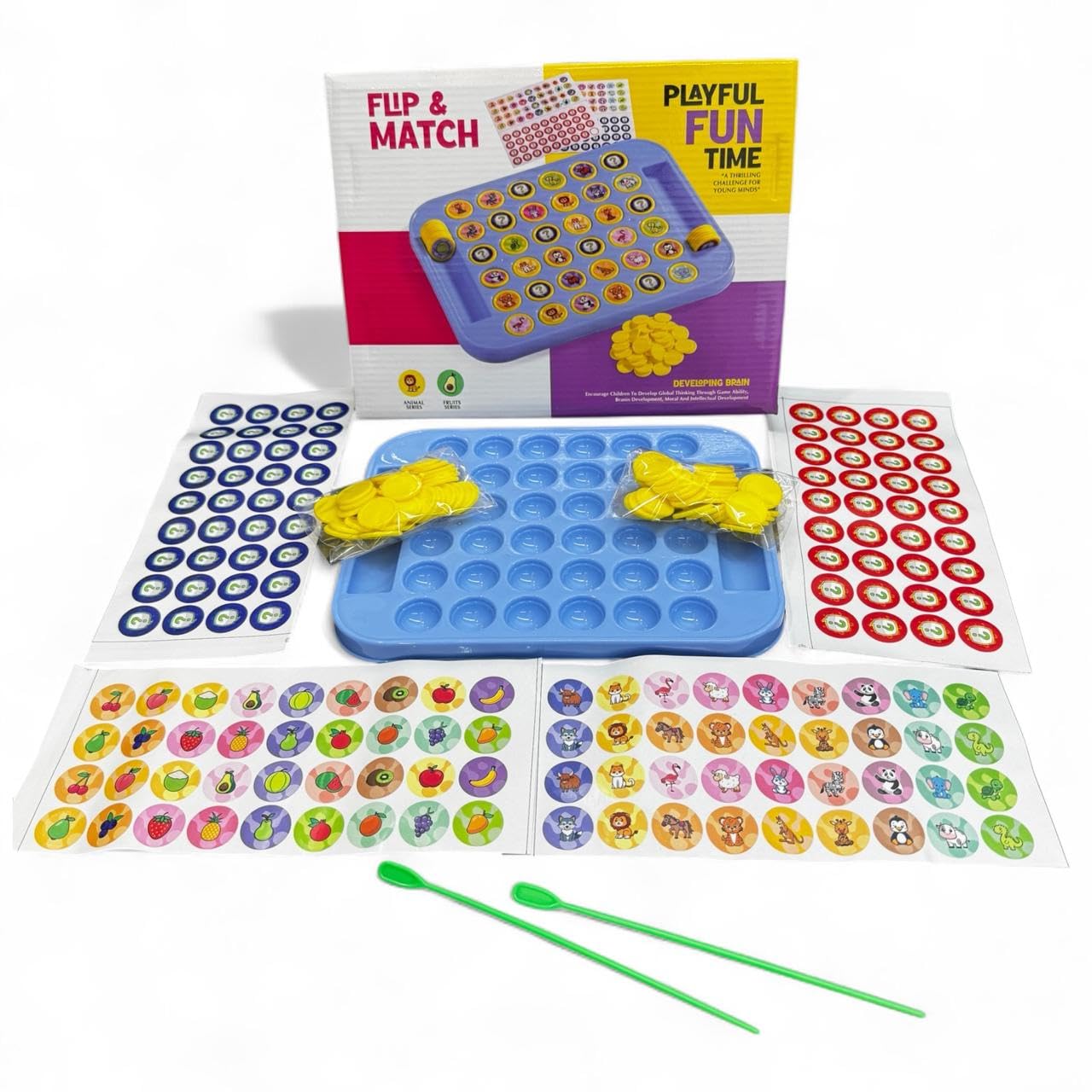 "Flip & Match Playful Fun Time" memory matching board game, 
