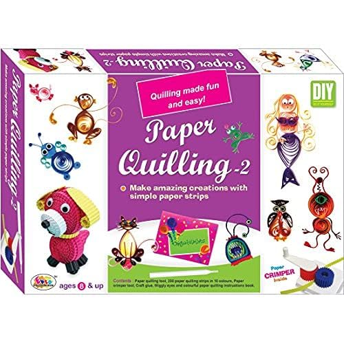 Paper Quilling Kit Series 1 by Ekta, DIY Creativity Kit, Kids Gift, Paper Strips, Crimper Tool Included