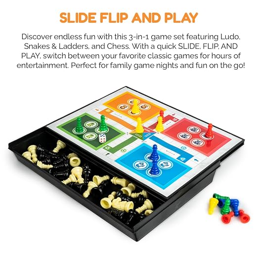  Ratna's Classic Games 3 in 1 Family Entertainer Table Top Board Games with Chess, Snakes & Ladders, Ludo for Ages 7-99 Years
