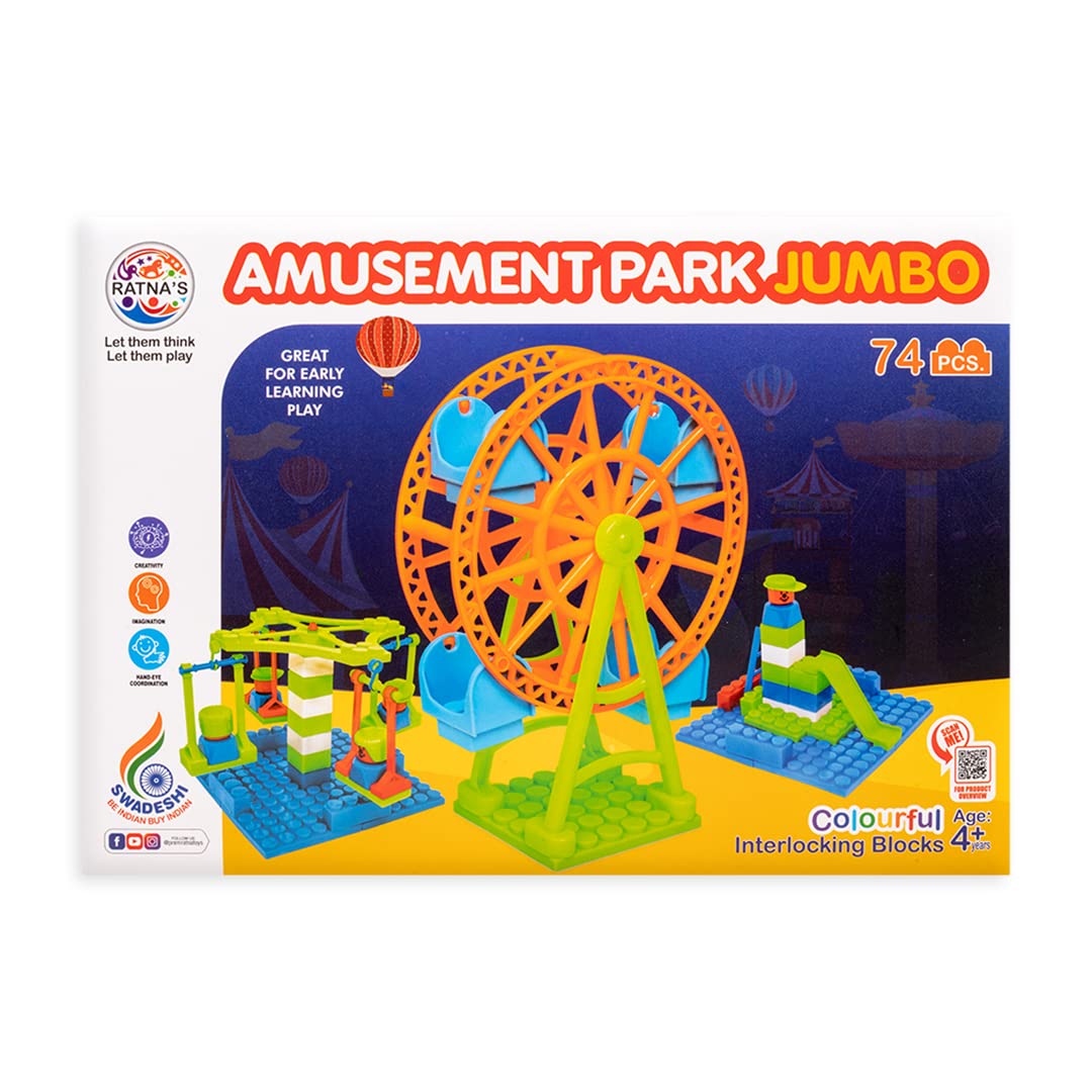  Amusement Park Jumbo Plastic Building Blocks 74 Pieces for Kids
