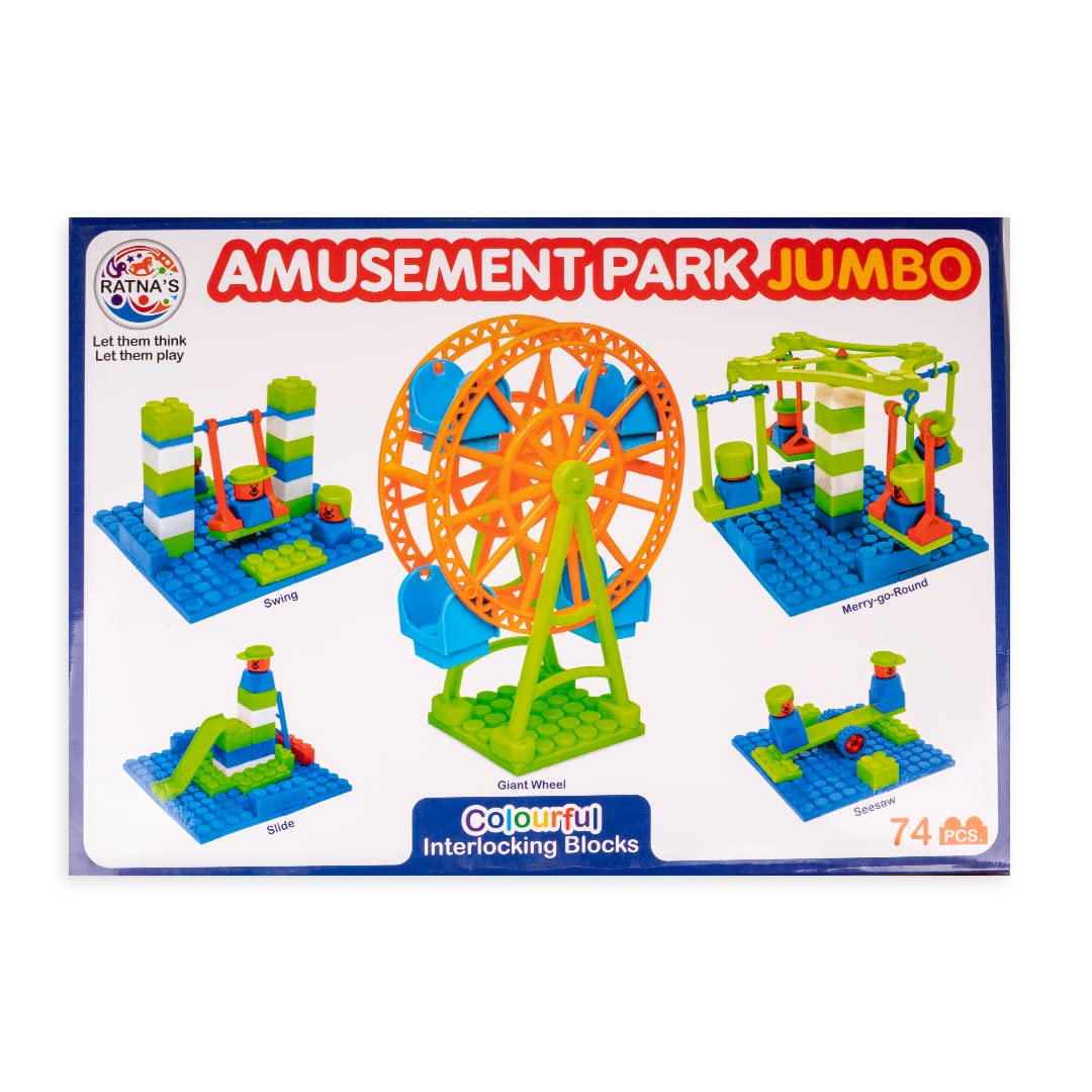  Amusement Park Jumbo Plastic Building Blocks 74 Pieces for Kids