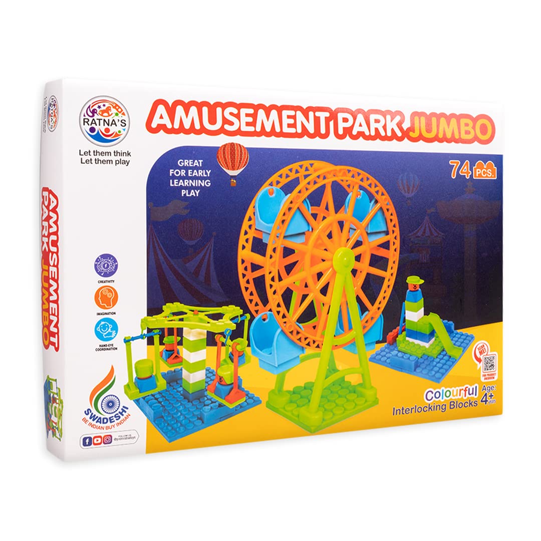  Amusement Park Jumbo Plastic Building Blocks 74 Pieces for Kids
