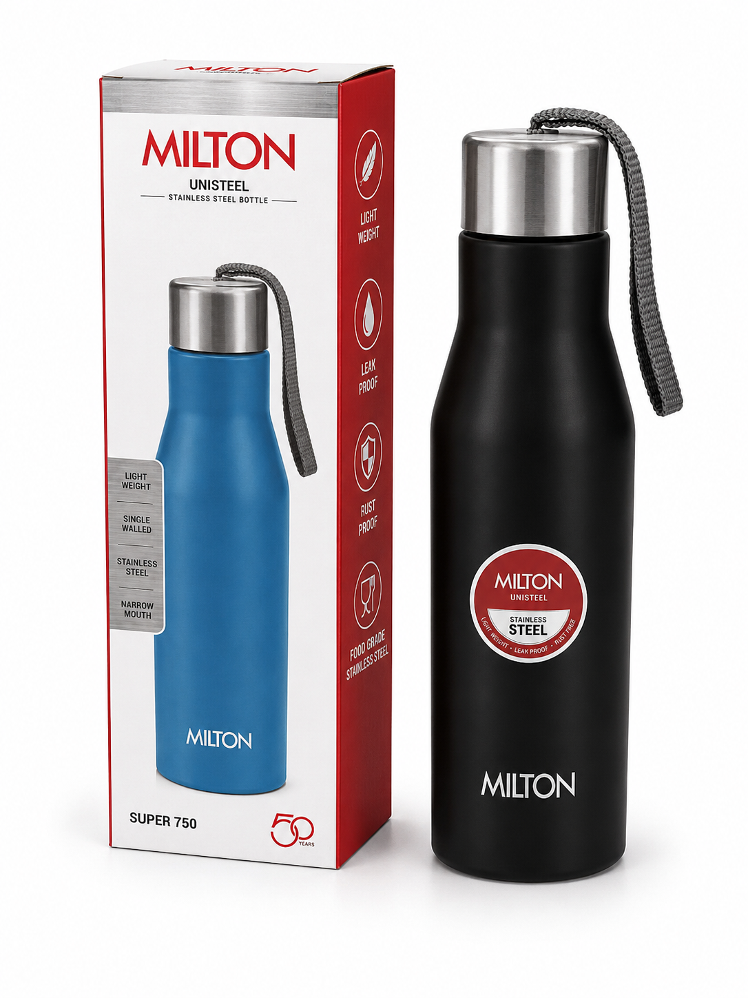 Milton Unisteel Super 750 Stainless Steel Bottle – 750 ml | Assorted Colours