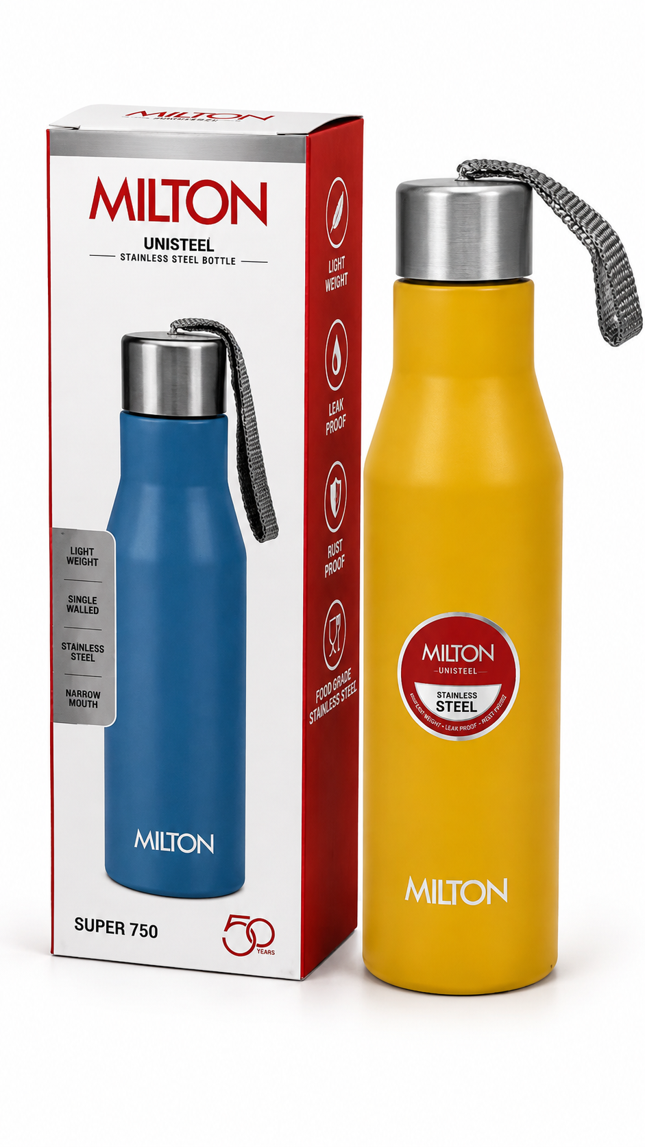 Milton Unisteel Super 750 Stainless Steel Bottle – 750 ml | Assorted Colours