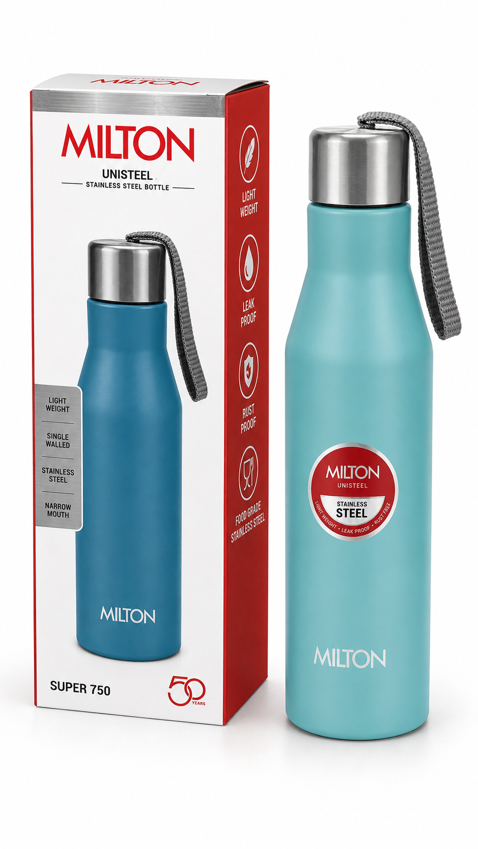Milton Unisteel Super 750 Stainless Steel Bottle – 750 ml | Assorted Colours