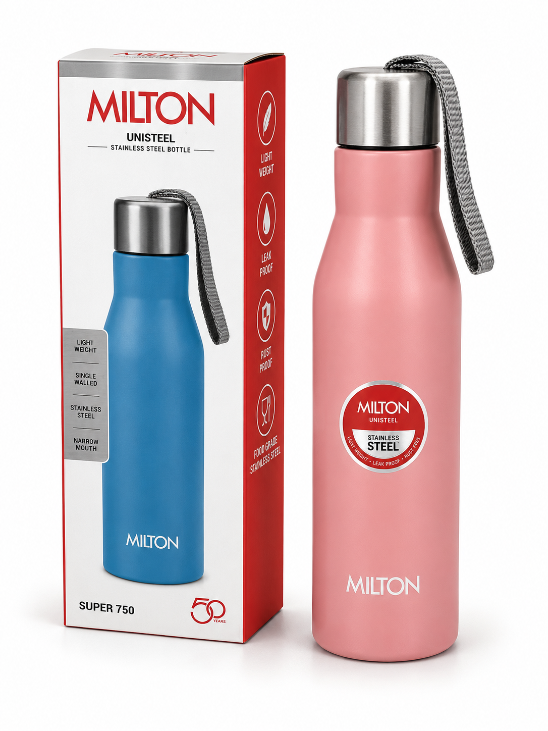 Milton Unisteel Super 750 Stainless Steel Bottle – 750 ml | Assorted Colours