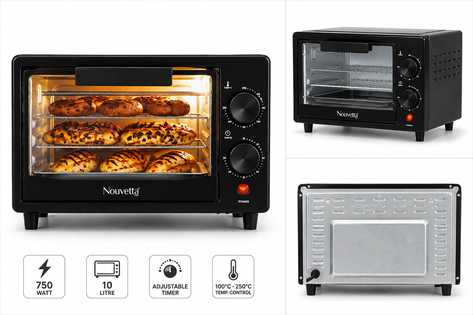 Nouveta Primo Oven Toaster Griller (OTG) – 10 Litre, 750W