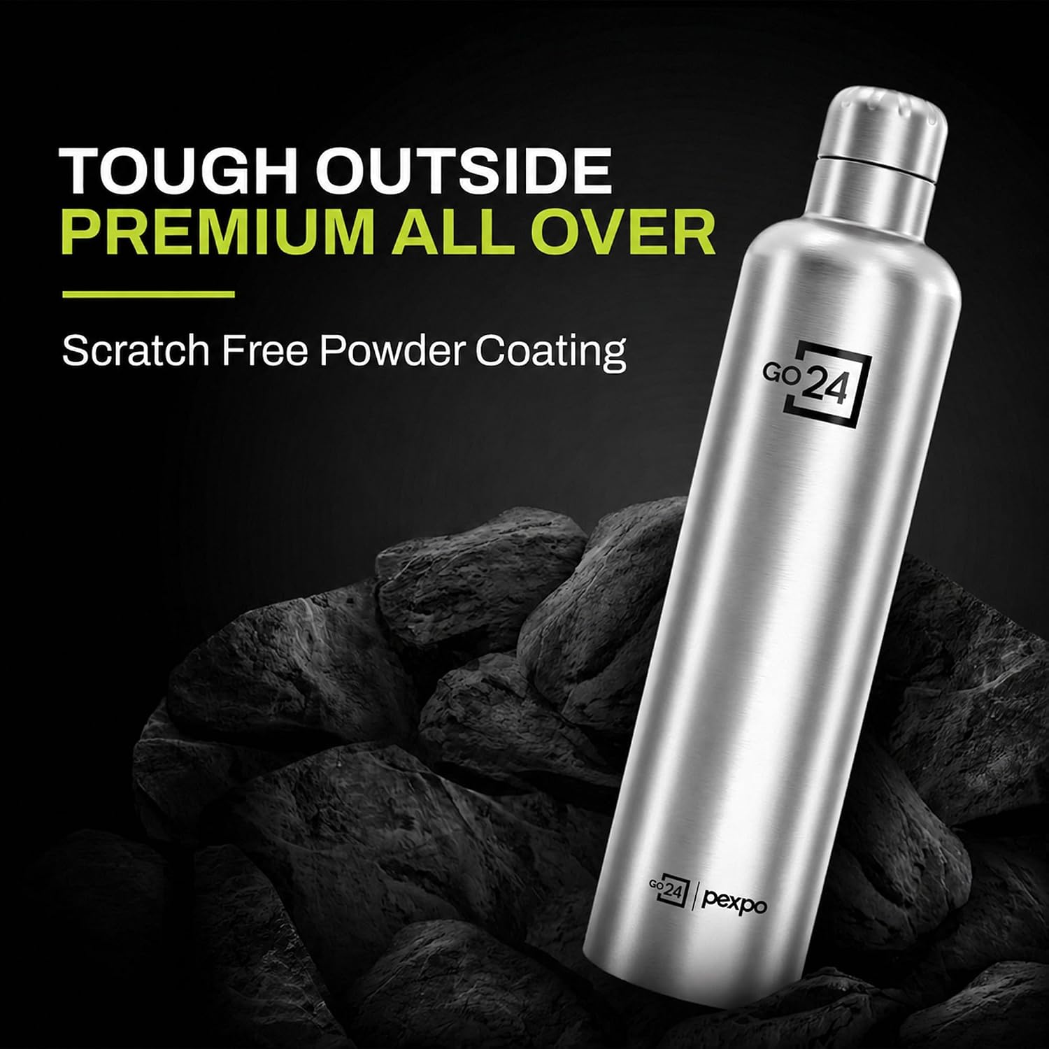  Go24 pexpo Stainless Steel Insulated Flask Orio Silver 980ml | Hot and Cold Flask | ISI Certified Steel Bottle | 3 Layer Insulation | Leakproof | For Home,...